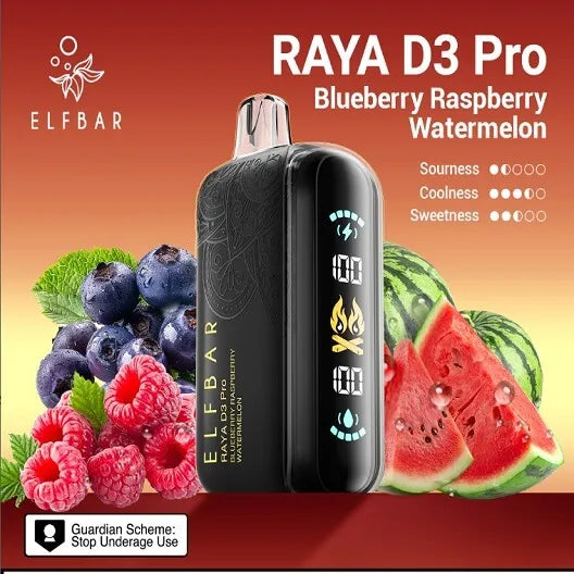 Elf Bar Raya D3 Pro 30K Blueberry Raspberry Watermelon - Vape Shop Inodre